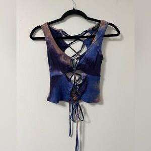 Tie-Dye Lace-Up Women Top